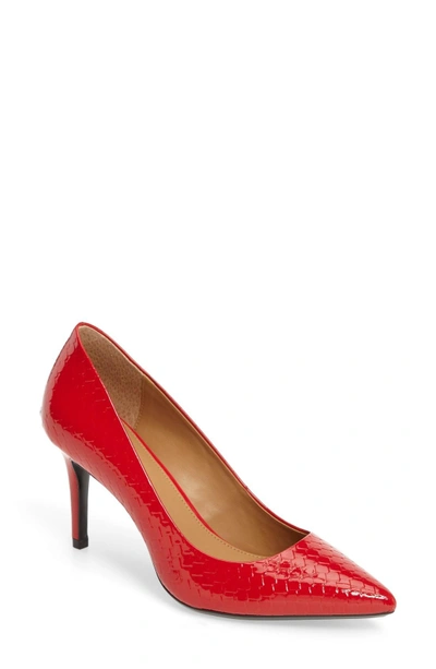 Shop Calvin Klein 'gayle' Pointy Toe Pump In Lipstick Red Patent Leather