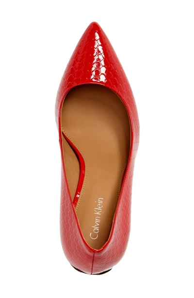 Shop Calvin Klein 'gayle' Pointy Toe Pump In Lipstick Red Patent Leather