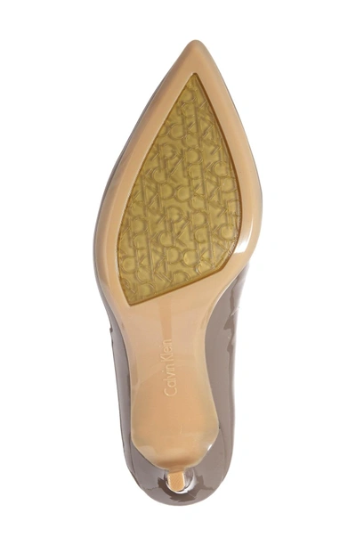 Shop Calvin Klein 'gayle' Pointy Toe Pump In Winter Taupe Patent