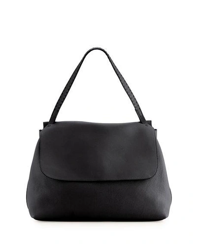 Shop The Row Top Handle 14 Bag In Calf Leather In Black Pld