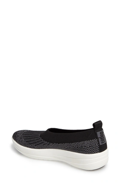 Shop Fitflop Uberknit Slip-on Sneaker In Black Charcoal Fabric