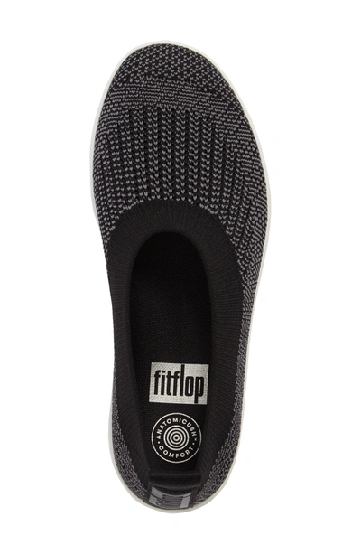 Shop Fitflop Uberknit Slip-on Sneaker In Black Charcoal Fabric