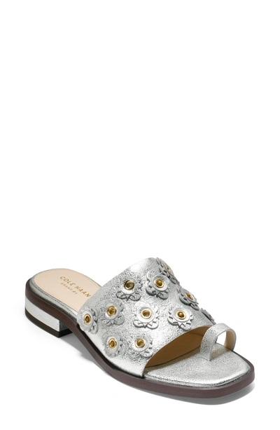 Shop Cole Haan Carly Floral Sandal In Silver Metallic Leather