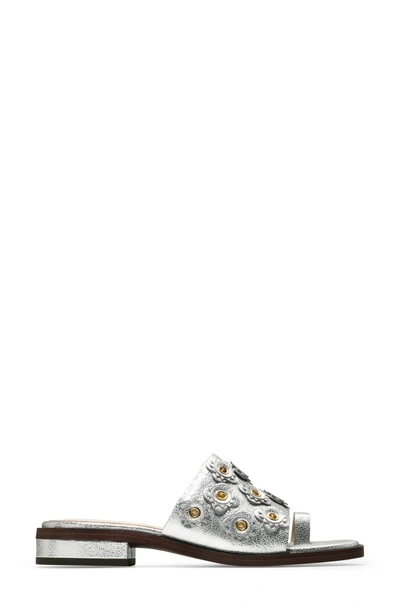Shop Cole Haan Carly Floral Sandal In Silver Metallic Leather