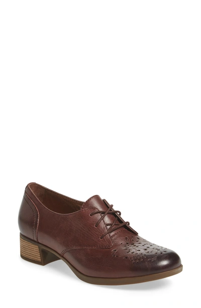 Shop Dansko Louella Oxford In Wine Burnished Leather