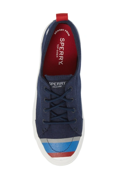 Shop Sperry Crest Vibe Slip-on Sneaker In Navy Buoy Stripe Canvas