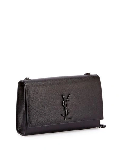 Shop Saint Laurent Kate Medium Ysl Crossbody Bag In Grained Leather In Black