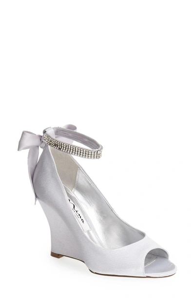 Shop Nina 'emma' Crystal Embellished Ankle Strap Pump In Silver