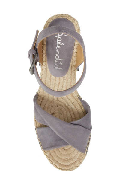 Shop Splendid Fairfax Espadrille Wedge Sandal In Steel Grey Suede