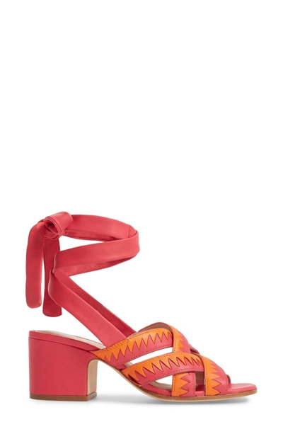 Shop Pour La Victoire Anisa Ankle Wrap Sandal In Azalea/ Orange Blossom Leather
