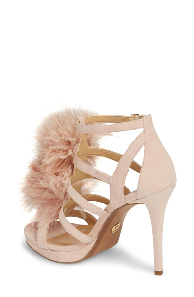 Shop Michael Michael Kors Fara Feather Pom Sandal In Soft Pink Suede