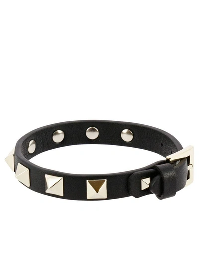 Shop Valentino Jewel  Rockstud Bracelet With Maxi Metal Studs In Black