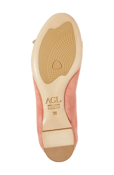Shop Agl Attilio Giusti Leombruni Cap Toe Ballet Flat In Antique Pink Leather