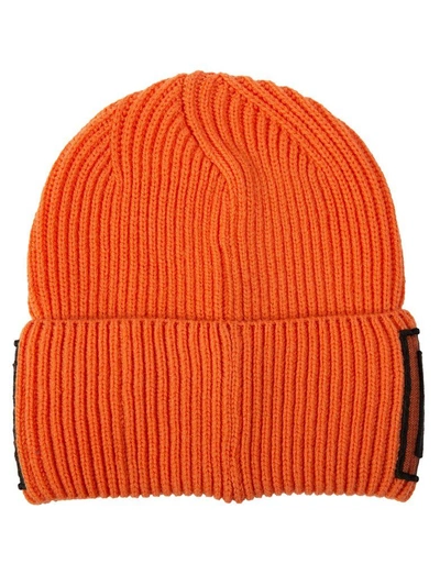Shop Versace Loyalty Embroidered Beanie In Arancio