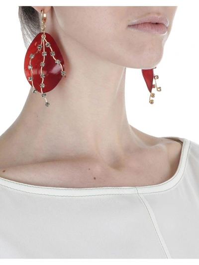 Shop Marni Horn Earings In Red