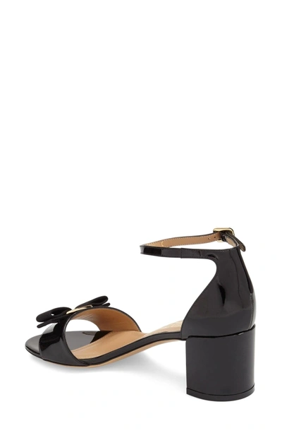 Shop Ferragamo Gavina Block Heel Bow Sandal In Black Patent