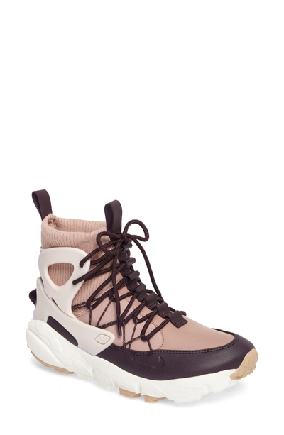 Shop Nike Air Footscape Mid Sneaker Boot In Pink/ Red/ Summit White