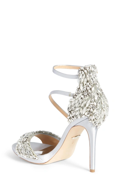 Shop Badgley Mischka Selena Strappy Sandal In Silver Satin