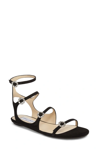 Jimmy Choo Naia Crystal embellished Suede Sandals In Black ModeSens