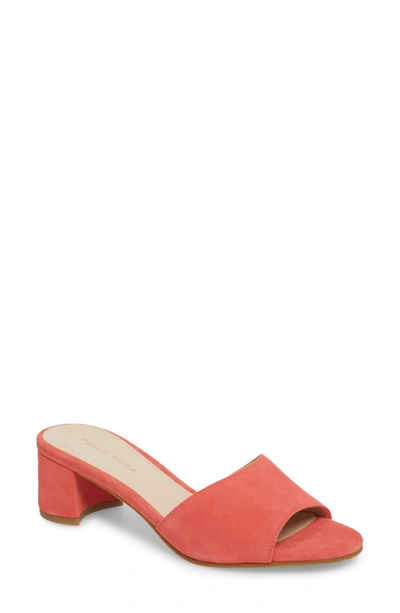 Shop Pelle Moda Rea Block Heel Slide In Flamingo Suede