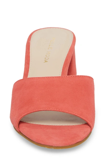 Shop Pelle Moda Rea Block Heel Slide In Flamingo Suede