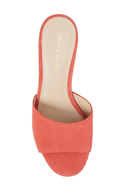 Shop Pelle Moda Rea Block Heel Slide In Flamingo Suede