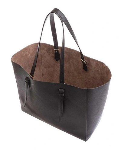 Shop Valextra Soft Leather Tote Bag In Black