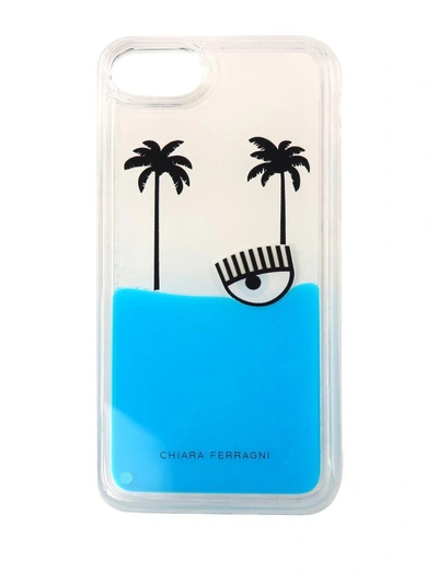 Shop Chiara Ferragni Palms Beach Iphone Case In Blue