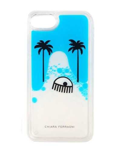 Shop Chiara Ferragni Palms Beach Iphone Case In Blue
