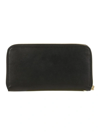 Shop Stella Mccartney Perforated Logo Zip Around Wallet In Nero