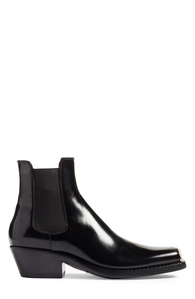 Shop Calvin Klein 205w39nyc Claire Western Chelsea Boot In Black Abrasivato
