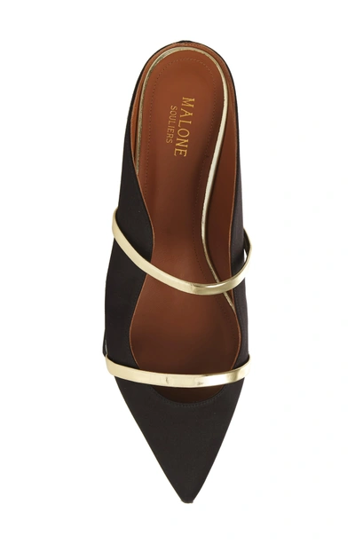 Shop Malone Souliers Maureen Pointy Toe Flat In Black/ Gold