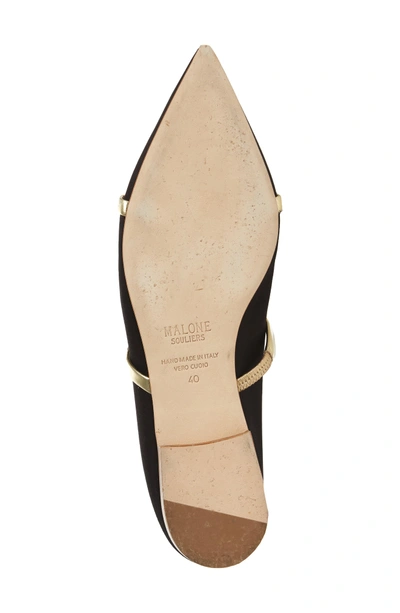 Shop Malone Souliers Maureen Pointy Toe Flat In Black/ Gold