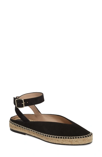 Shop Stuart Weitzman Toga Ankle Wrap Espadrille In Black Seda Suede