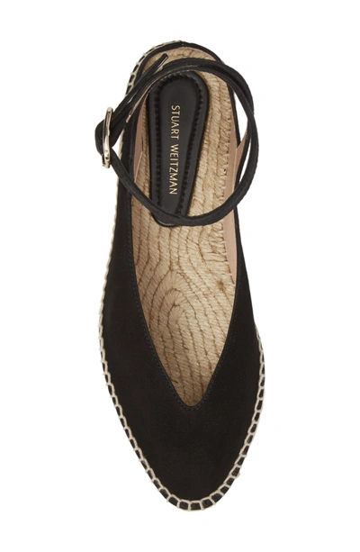 Shop Stuart Weitzman Toga Ankle Wrap Espadrille In Black Seda Suede