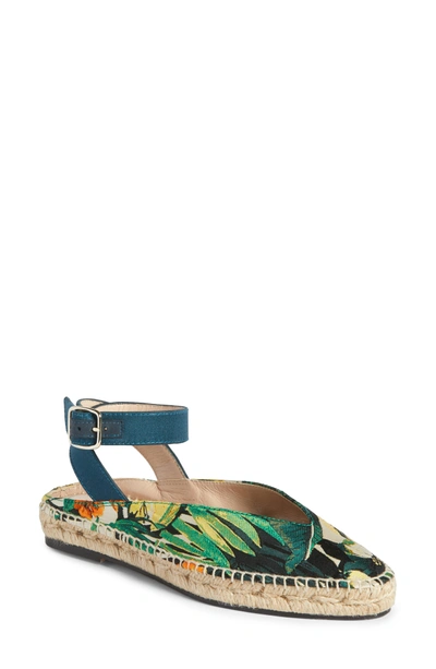 Shop Stuart Weitzman Toga Ankle Wrap Espadrille In Green Botanic Jacquard