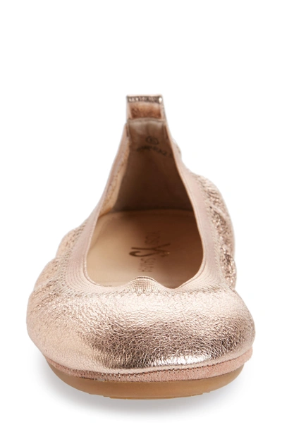 Shop Yosi Samra Samara Foldable Ballet Flat In Rose Gold Leather
