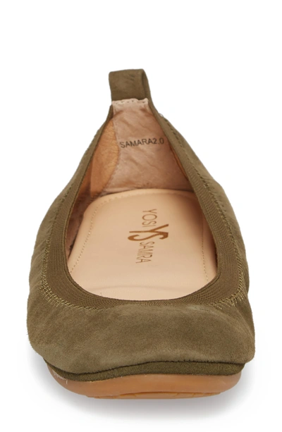 Shop Yosi Samra Samara Foldable Ballet Flat In Olive Suede