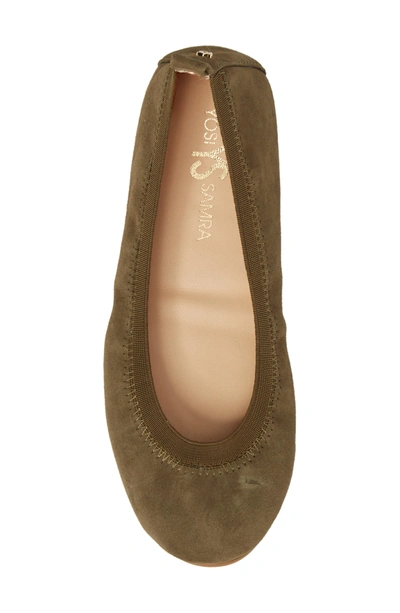 Shop Yosi Samra Samara Foldable Ballet Flat In Olive Suede