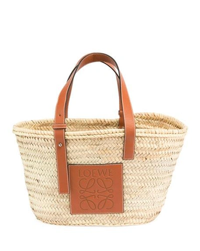Shop Loewe Raffia Basket Tote Bag In Tan