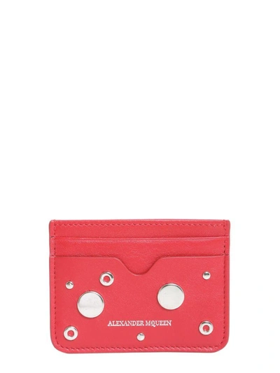 Shop Alexander Mcqueen Studded Card Holder In Rosso
