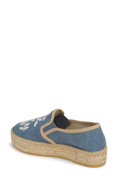 Shop Toni Pons Florence Embroidered Platform Espadrille Sneaker In Blue Fabric