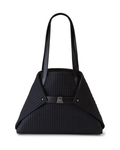 Shop Akris Ai Small Fabric Shoulder Tote Bag In Black