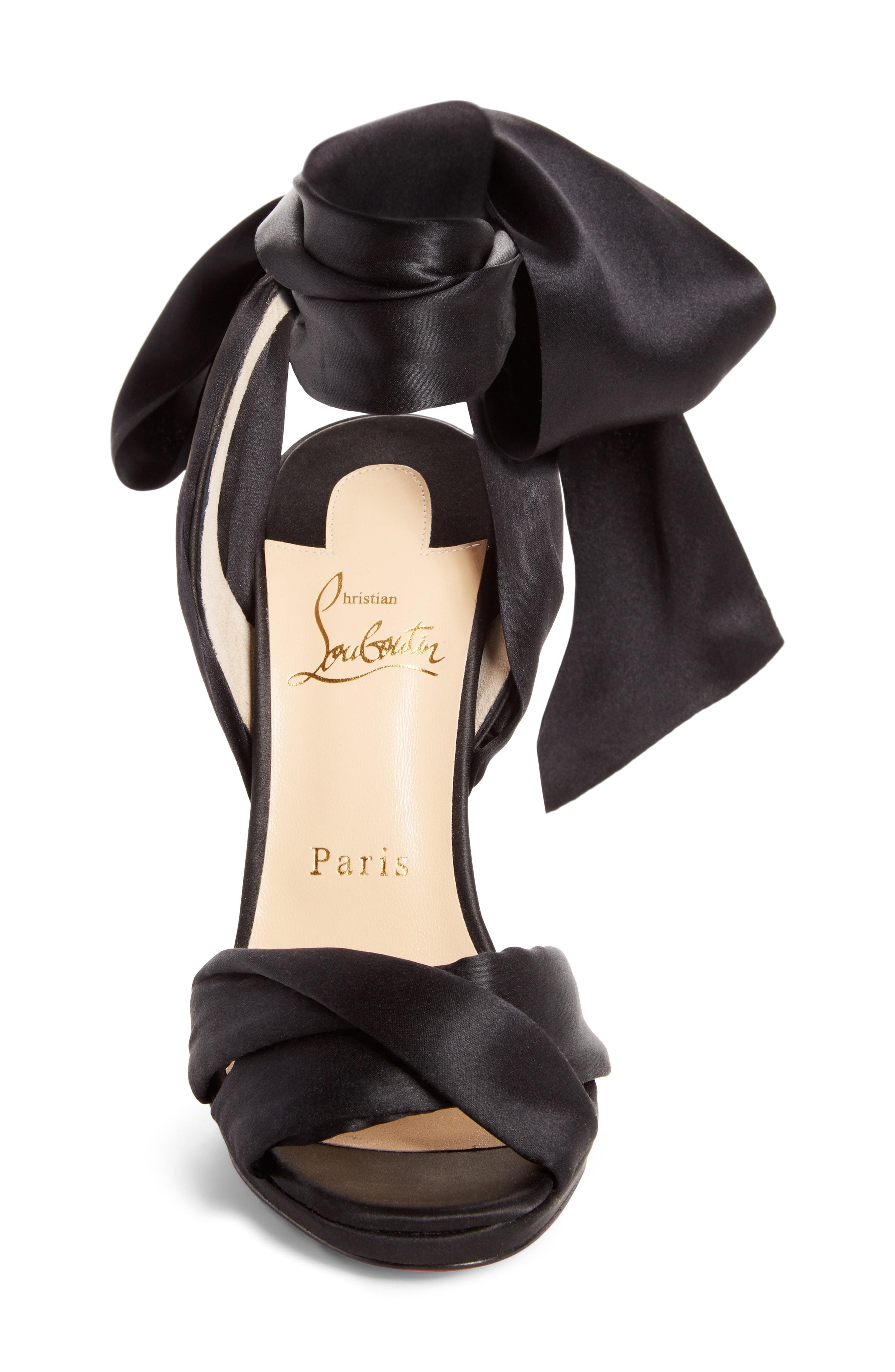 Christian Louboutin Tres Frais 120 Satin Ankletie Sandals In Black