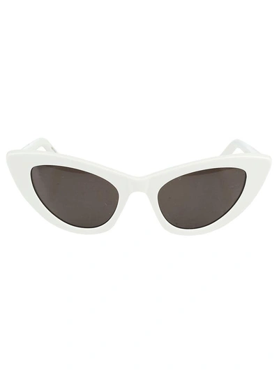 Shop Saint Laurent New Wave 213 Lily Sunglasses In Ivory Grey