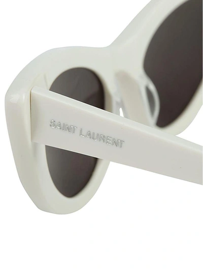 Shop Saint Laurent New Wave 213 Lily Sunglasses In Ivory Grey