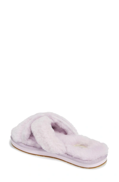 Shop Ugg Abela Genuine Shearling Flip Flop In Lavender Fog