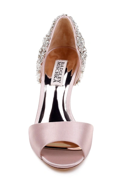 Shop Badgley Mischka Sandie Peep Toe Pump In Blush Satin