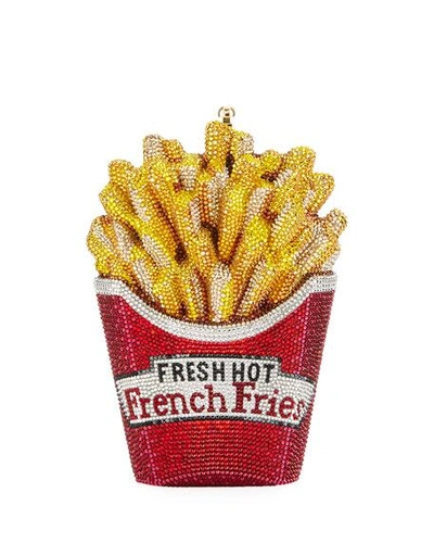 Shop Judith Leiber Fresh Hot French Fries Crystal Minaudiere Clutch Bag In Red Pattern