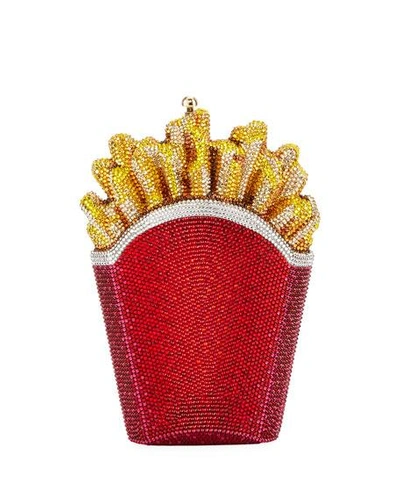 Judith Leiber Fresh Hot French Fries Crystal Minaudiere Clutch Bag Red Pattern